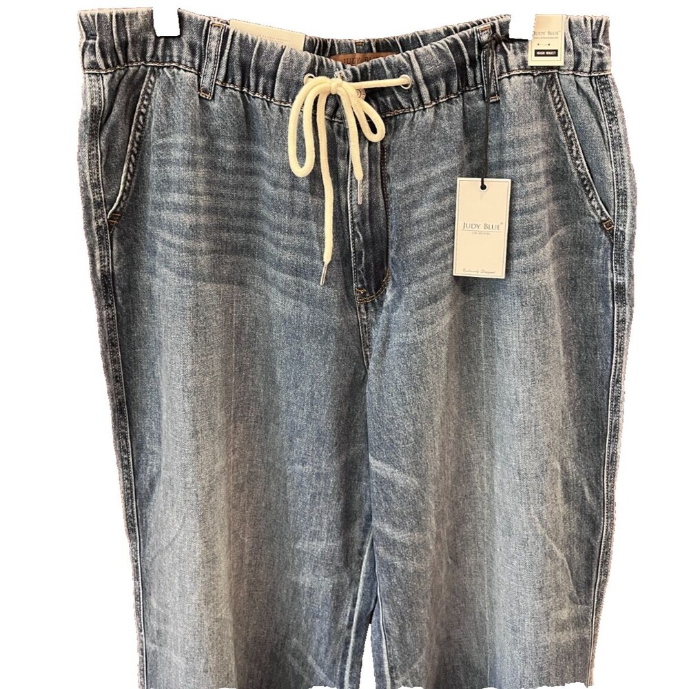 Judy Blue NEW Palazzo Wide Leg Jeans High Rise Elastic Waist JB881016 sz 15/32 - Picture 3 of 14